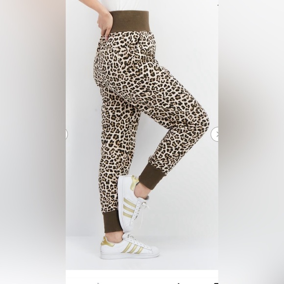 INC International Concepts Brown Track Pants with Leopard Print - Picture 3 of 9